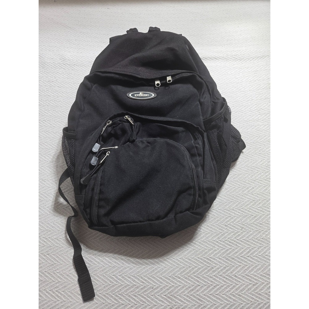 Everest Black Multi Pocket Backpack School Travel‎ Laptop Hiking Daypack Unisex